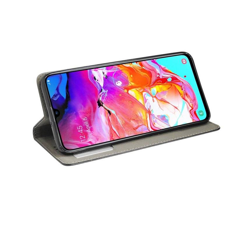Buch Tasche "Smart" kompatibel mit SAMSUNG GALAXY A70 (A705F) Etui Brieftasche Schutzhülle mit Standfunktion in schwarz