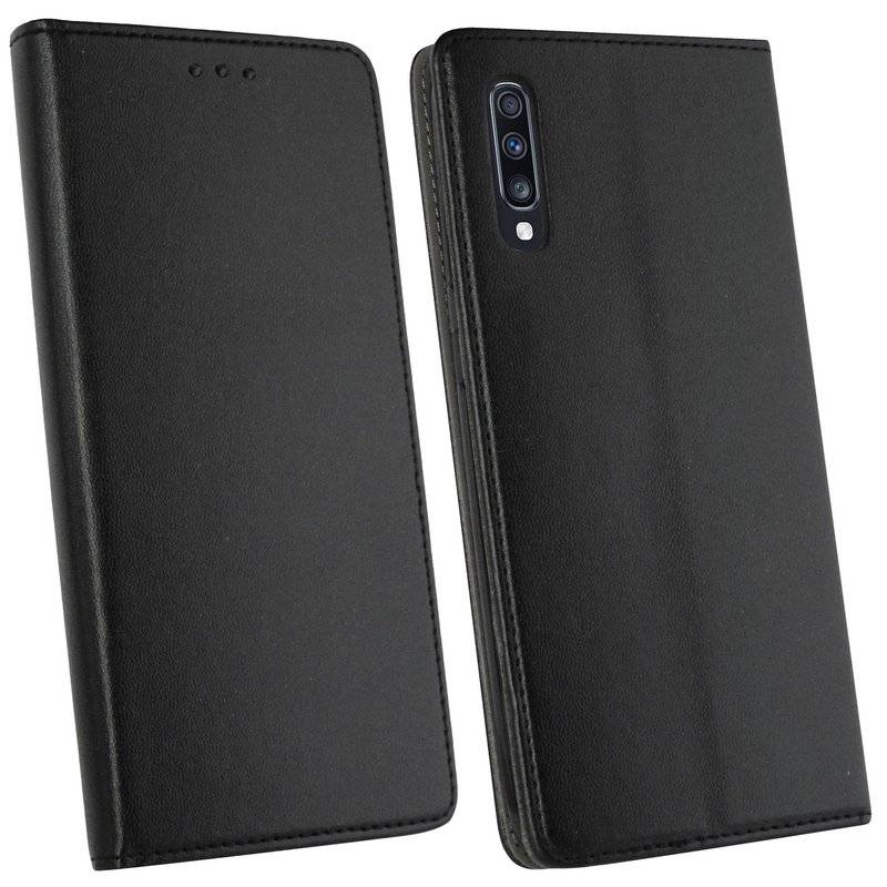 Buch Tasche "Smart" kompatibel mit SAMSUNG GALAXY A70 (A705F) Etui Brieftasche Schutzhülle mit Standfunktion in schwarz