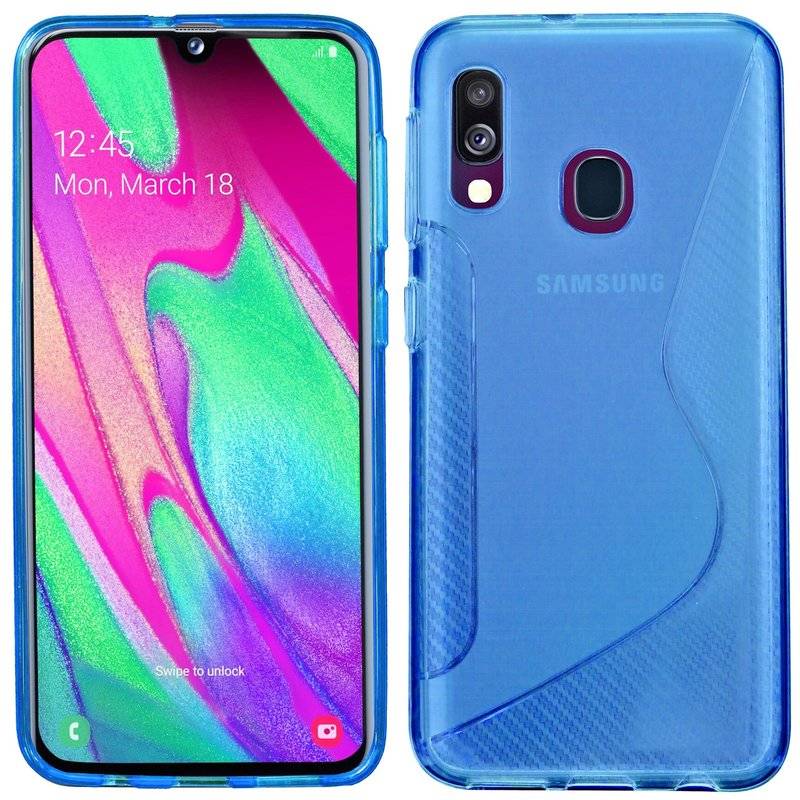 S-Line Hülle Bumper für Samsung Galaxy A40 (A405F) Silikonhülle Stoßfest Handyhülle TPU Case Cover Blau