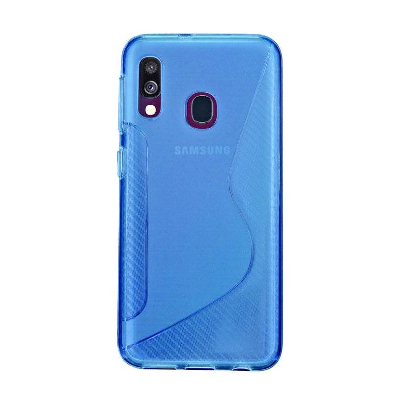 S-Line Hülle Bumper für Samsung Galaxy A40 (A405F) Silikonhülle Stoßfest Handyhülle TPU Case Cover Blau