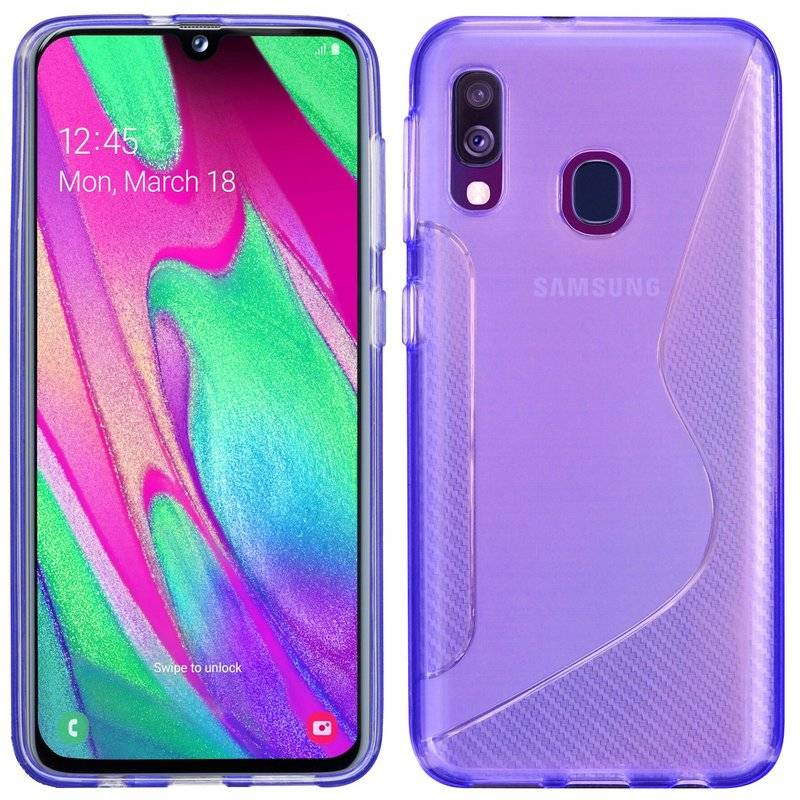 S-Line Hülle Bumper für Samsung Galaxy A40 (A405F) Silikonhülle Stoßfest Handyhülle TPU Case Cover Lila