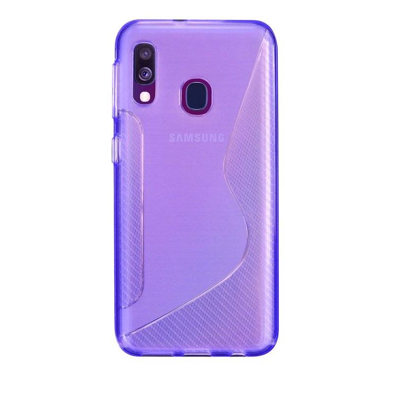 S-Line Hülle Bumper für Samsung Galaxy A40 (A405F) Silikonhülle Stoßfest Handyhülle TPU Case Cover Lila
