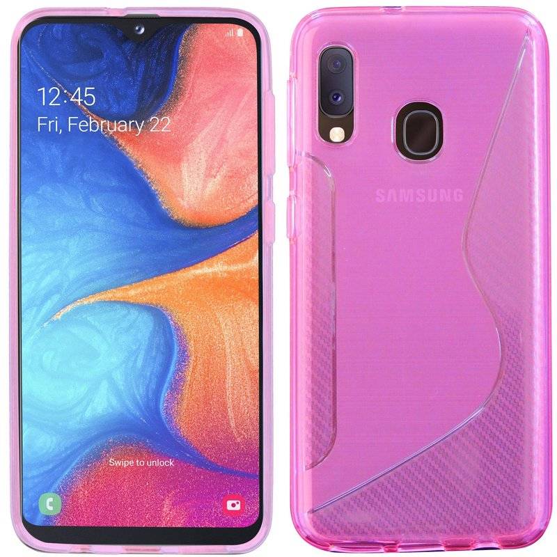 S-Line Hülle Bumper kompatibel mit Samsung Galaxy A20e (A202F) Silikonhülle Stoßfest Handyhülle TPU Case Cover Pink
