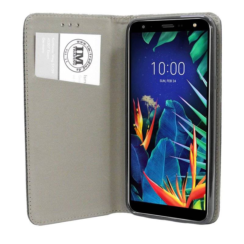 Buch Tasche "Smart" für LG K40 Handy Hülle Etui Brieftasche Schutzhülle mit Standfunktion, Kartenfach Schwarz