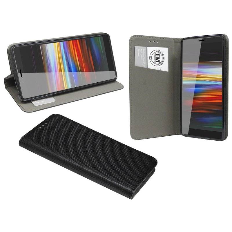 Buch Tasche "Smart" kompatibel mit SONY XPERIA L3 Handy Hülle Etui Brieftasche Schutzhülle mit Standfunktion Schwarz
