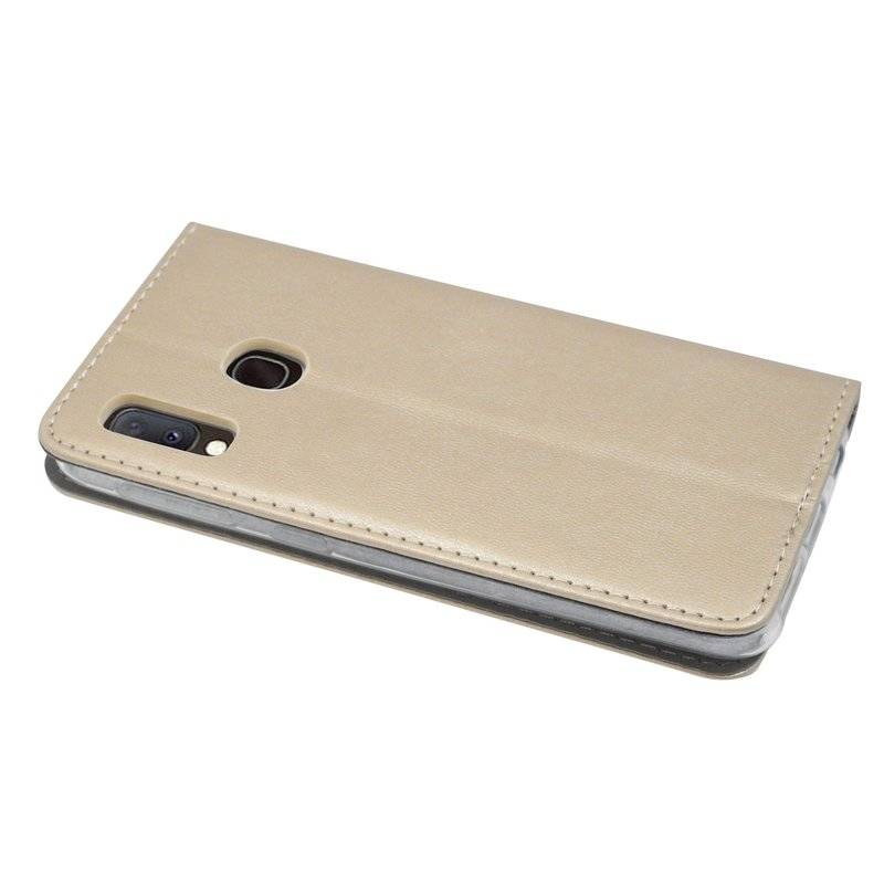 Buch Tasche "Smart" kompatibel mit SAMSUNG GALAXY A20e (A202F) Handy Hülle Etui Brieftasche Schutzhülle in Gold
