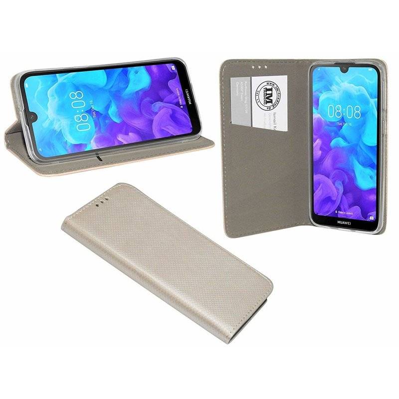 Buch Tasche "Smart" kompatibel mit HONOR 8S Handy Hülle Etui Brieftasche Schutzhülle mit Standfunktion, Kartenfach Gold