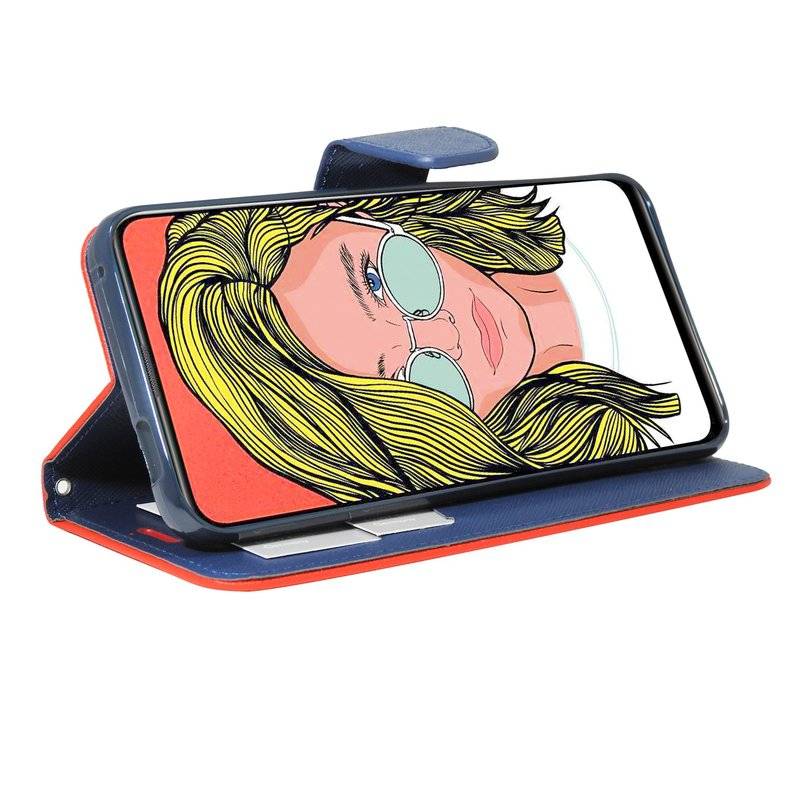 Buch Tasche "Fancy" kompatibel mit HUAWEI Y9 2019 Handy Hülle Etui Brieftasche Schutzhülle mit Standfunktion Rot-Blau