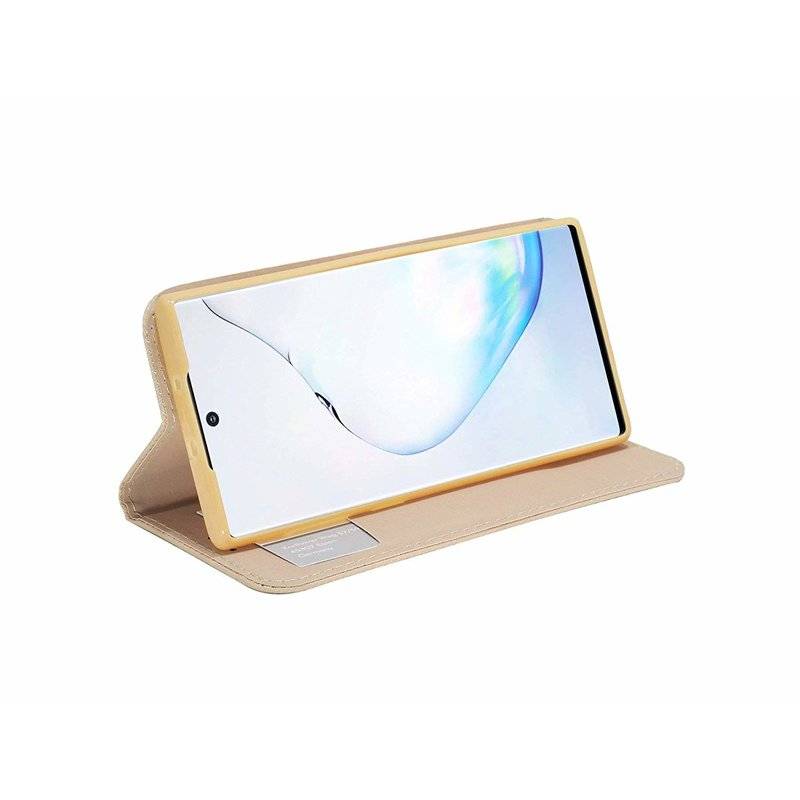 Buch Tasche "Smart" für SAMSUNG GALAXY NOTE 10 (N970F) Handy Hülle Brieftasche Schutzhülle Standfunktion Gold