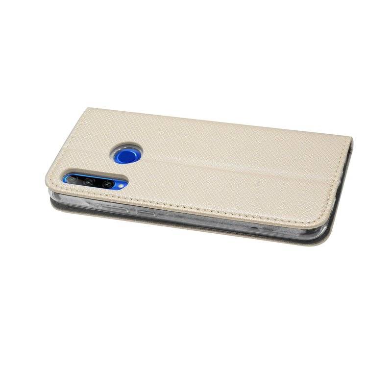 Buch Tasche "Smart" kompatibel mit HONOR 20 LITE Handy Hülle Etui Brieftasche Schutzhülle mit Standfunktion in Gold