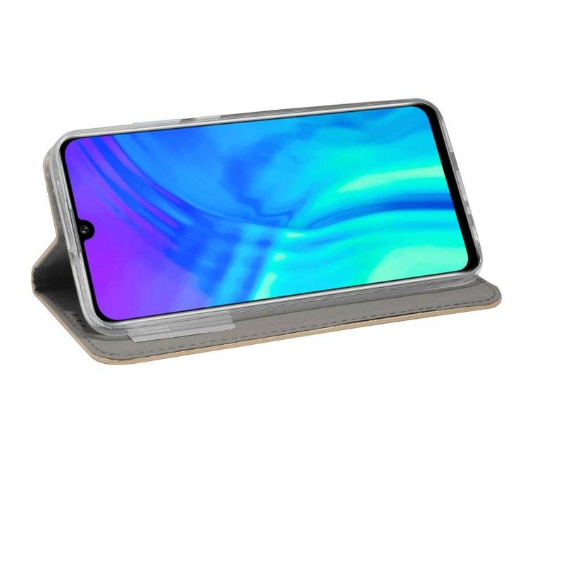 Buch Tasche "Smart" kompatibel mit HONOR 20 LITE Handy Hülle Etui Brieftasche Schutzhülle mit Standfunktion in Gold
