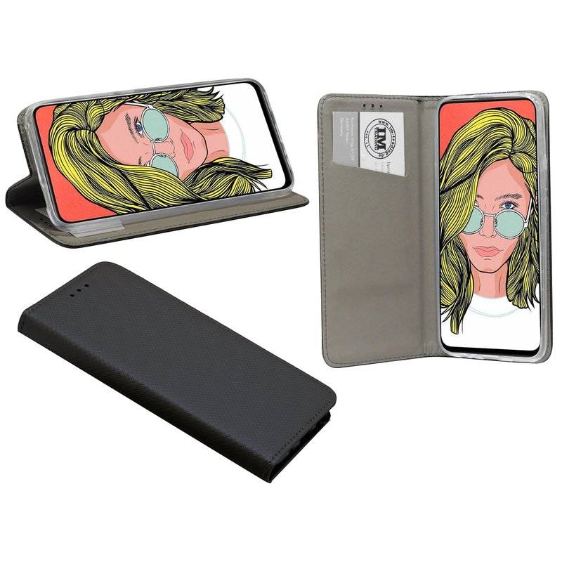 Buch Tasche "Smart" kompatibel mit HUAWEI P SMART Z Handy Hülle Etui Brieftasche Schutzhülle mit Standfunktion Schwarz