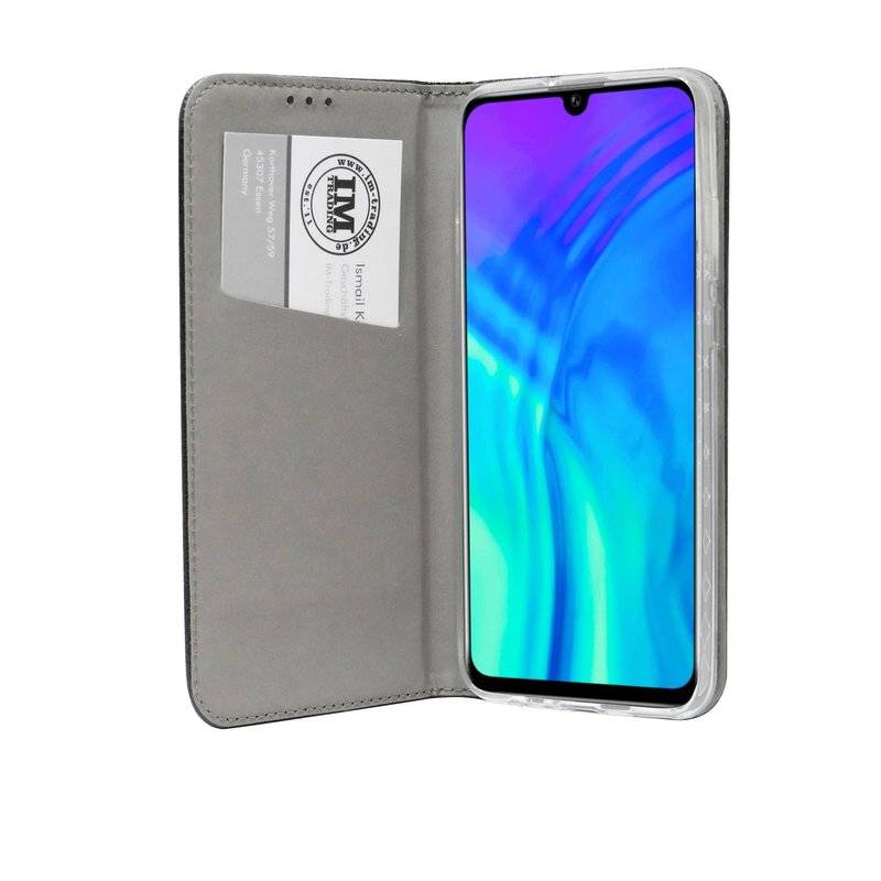 Buch Tasche "Smart" kompatibel mit HONOR 20 LITE Handy Hülle Etui Brieftasche Schutzhülle mit Standfunktion in Schwarz