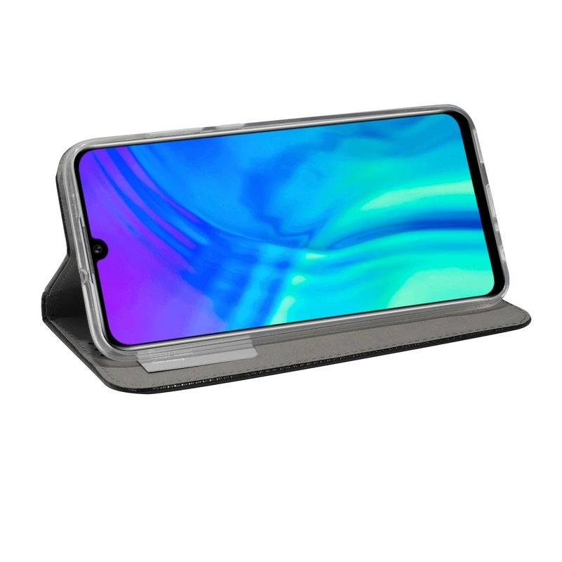 Buch Tasche "Smart" kompatibel mit HONOR 20 LITE Handy Hülle Etui Brieftasche Schutzhülle mit Standfunktion in Schwarz