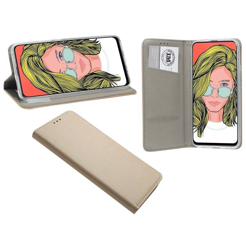 Buch Tasche "Smart" kompatibel mit Huawei Y9 2019 Handy Hülle Etui Brieftasche Schutzhülle mit Standfunktion, in Gold