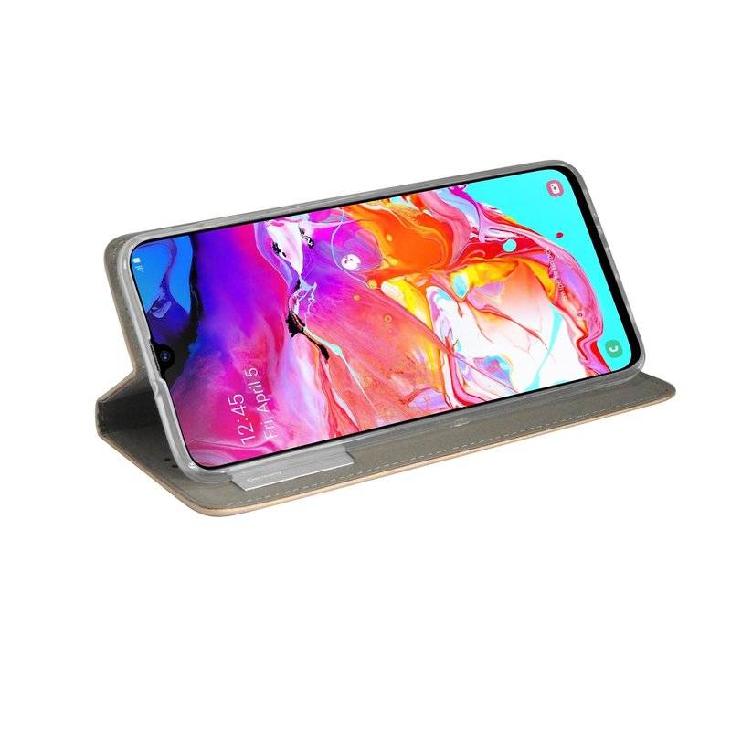 Buch Tasche "Smart" kompatibel mit SAMSUNG GALAXY A70 (A705F) Handy Etui Brieftasche Schutzhülle mit Standfunktion Gold