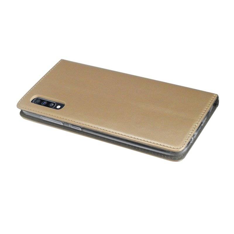 Buch Tasche "Smart" kompatibel mit SAMSUNG GALAXY A70 (A705F) Handy Etui Brieftasche Schutzhülle mit Standfunktion Gold