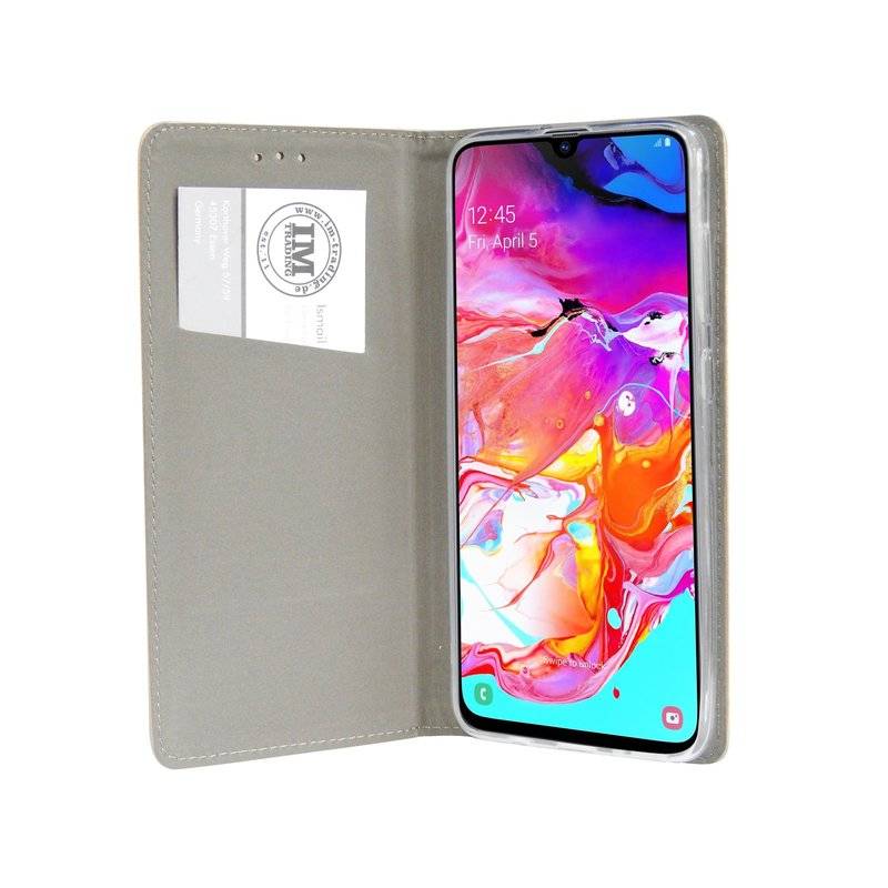 Buch Tasche "Smart" kompatibel mit SAMSUNG GALAXY A70 (A705F) Handy Etui Brieftasche Schutzhülle mit Standfunktion Gold