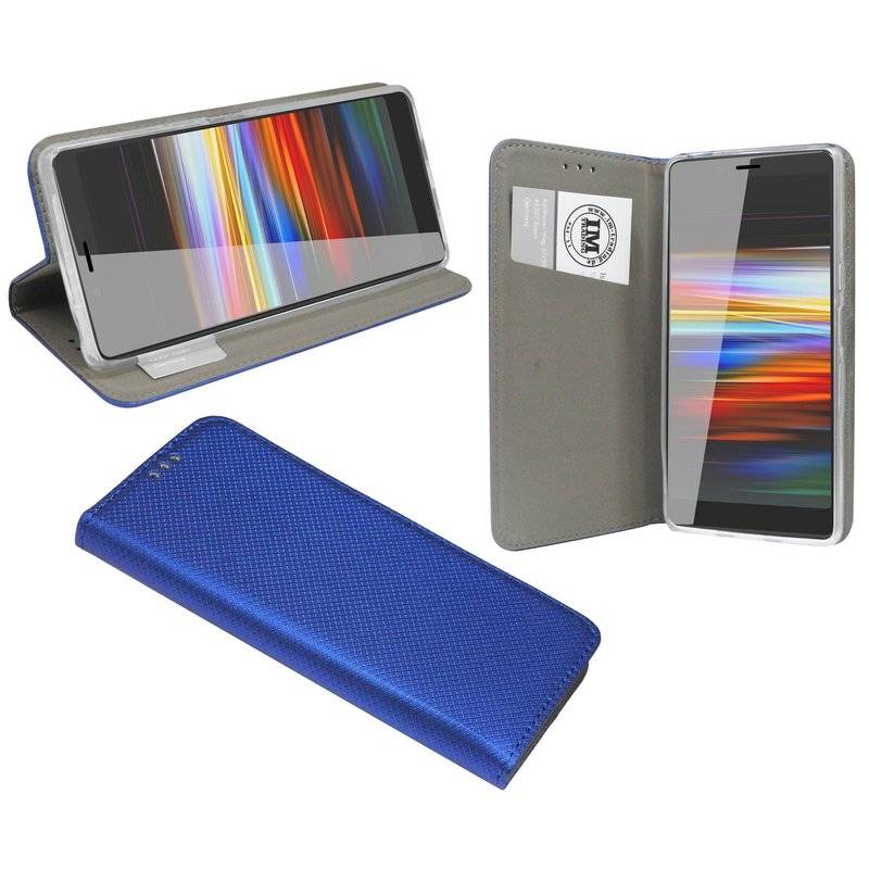 Buch Tasche "Smart" kompatibel mit SONY XPERIA L3 Handy Hülle Etui Brieftasche Schutzhülle mit Standfunktion in Blau