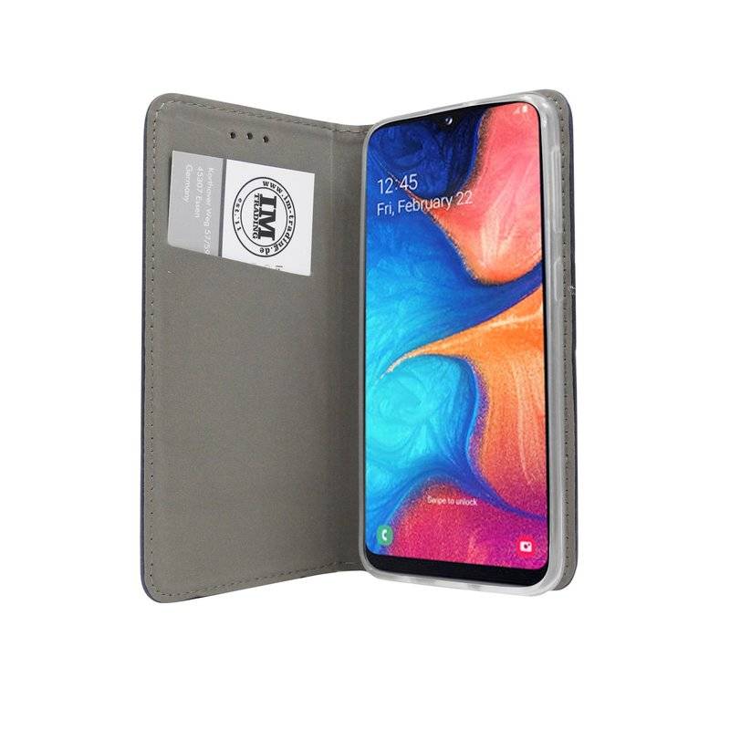Buch Tasche "Smart" kompatibel mit SAMSUNG GALAXY A20e (A202F) Handy Hülle Etui Brieftasche Schutzhülle in Blau
