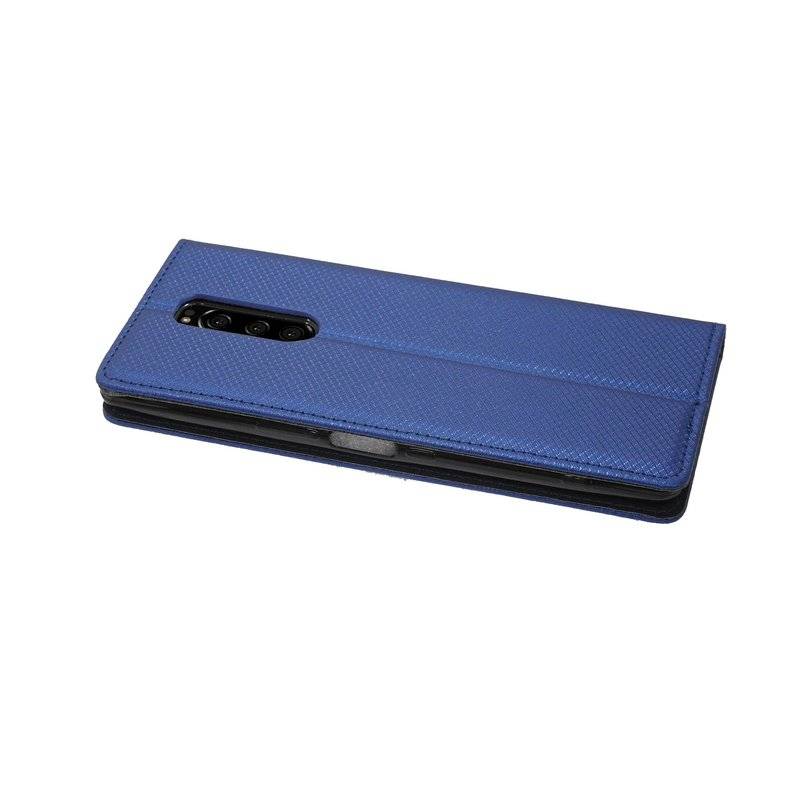 Buch Tasche "Smart" kompatibel mit SONY XPERIA 1 Handy Hülle Etui Brieftasche Schutzhülle mit Standfunktion in Blau