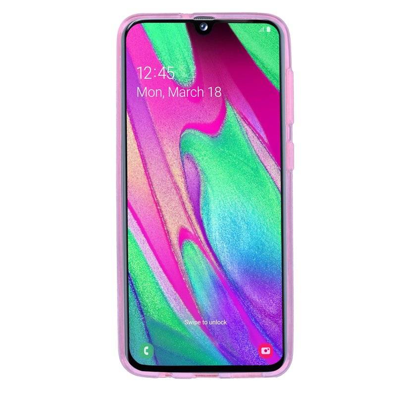 S-Line Hülle Bumper für Samsung Galaxy A40 (A405F) Silikonhülle Stoßfest Handyhülle TPU Case Cover Pink