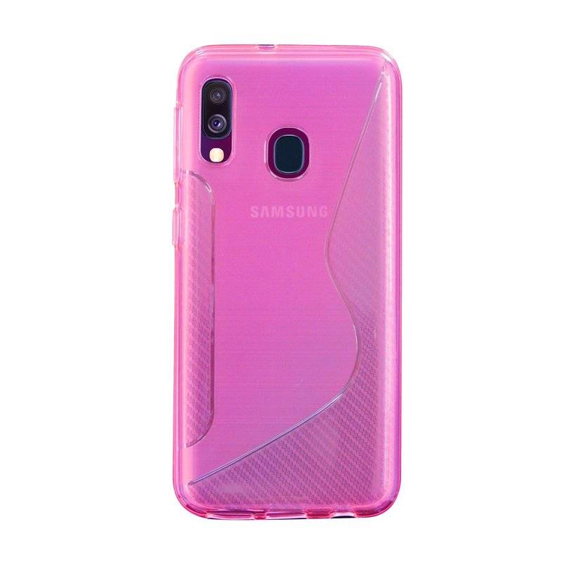 S-Line Hülle Bumper für Samsung Galaxy A40 (A405F) Silikonhülle Stoßfest Handyhülle TPU Case Cover Pink