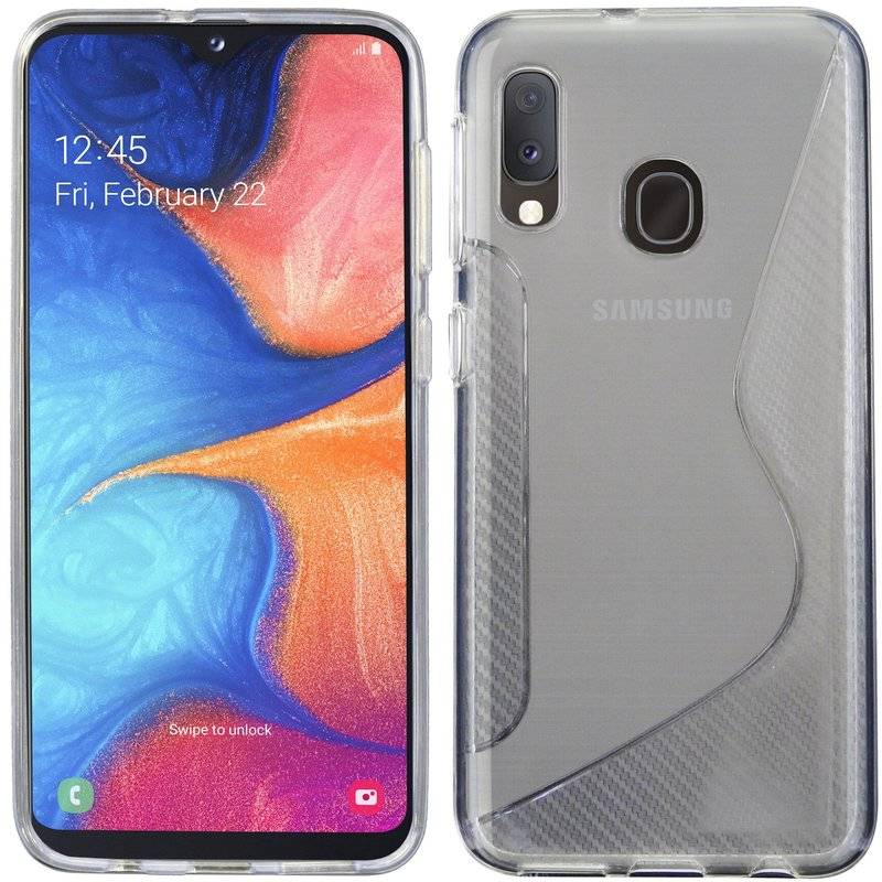 S-Line Hülle Bumper kompatibel mit Samsung Galaxy A20e (A202F) Silikonhülle Stoßfest Handyhülle TPU Case Transparent