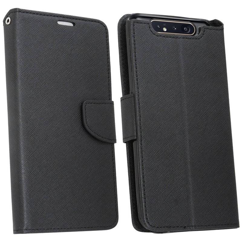 Buch Tasche "Fancy" kompatibel mit SAMSUNG GALAXY A80 (A805F) Handy Hülle Etui Brieftasche Schutzhülle in Schwarz