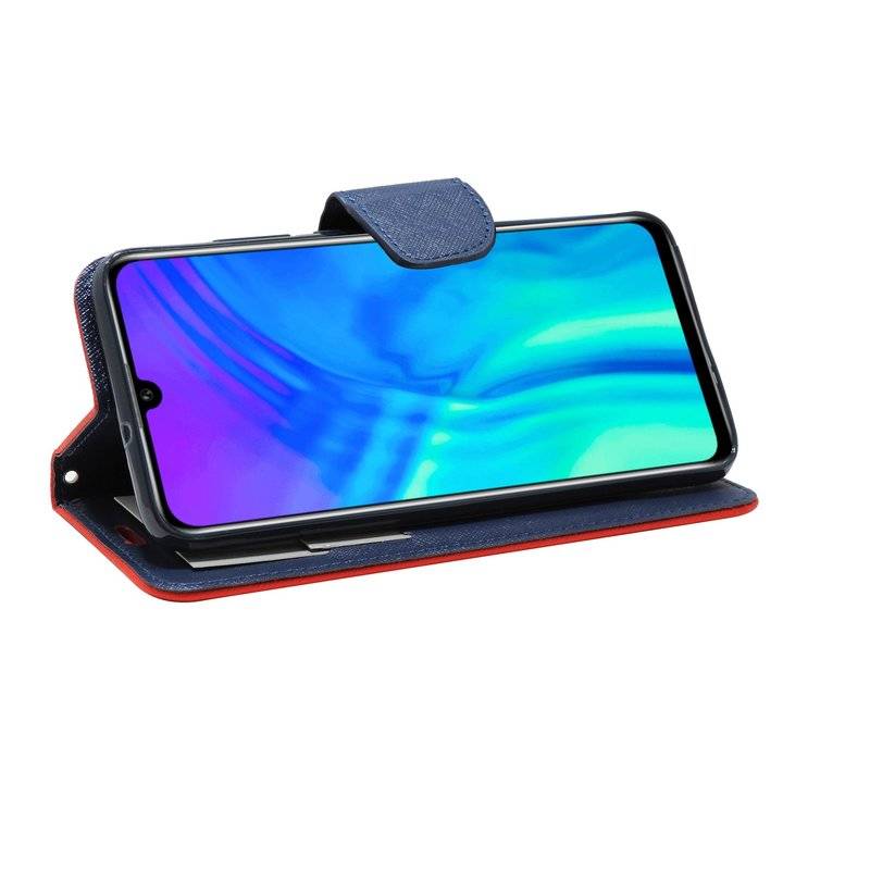Buch Tasche "Fancy" kompatibel mit HONOR 20 LITE Handy Hülle Etui Brieftasche Schutzhülle mit Standfunktion in Rot-Blau
