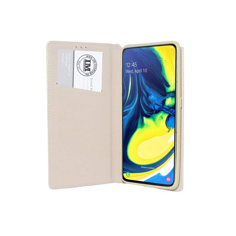 Buch Tasche "Smart" kompatibel mit SAMSUNG GALAXY A80 (A805F) Handy Hülle Etui Brieftasche Schutzhülle in Gold