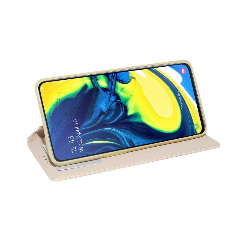 Buch Tasche "Smart" kompatibel mit SAMSUNG GALAXY A80 (A805F) Handy Hülle Etui Brieftasche Schutzhülle in Gold