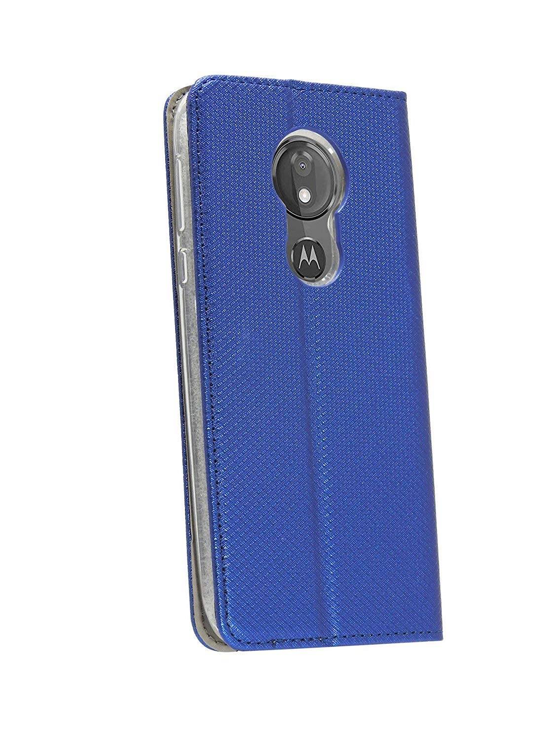 Elegante Buch-Tasche Hülle Smart Magnet für MOTOROLA MOTO G7 PLAY Leder Optik Wallet Book-Style Cover Blau