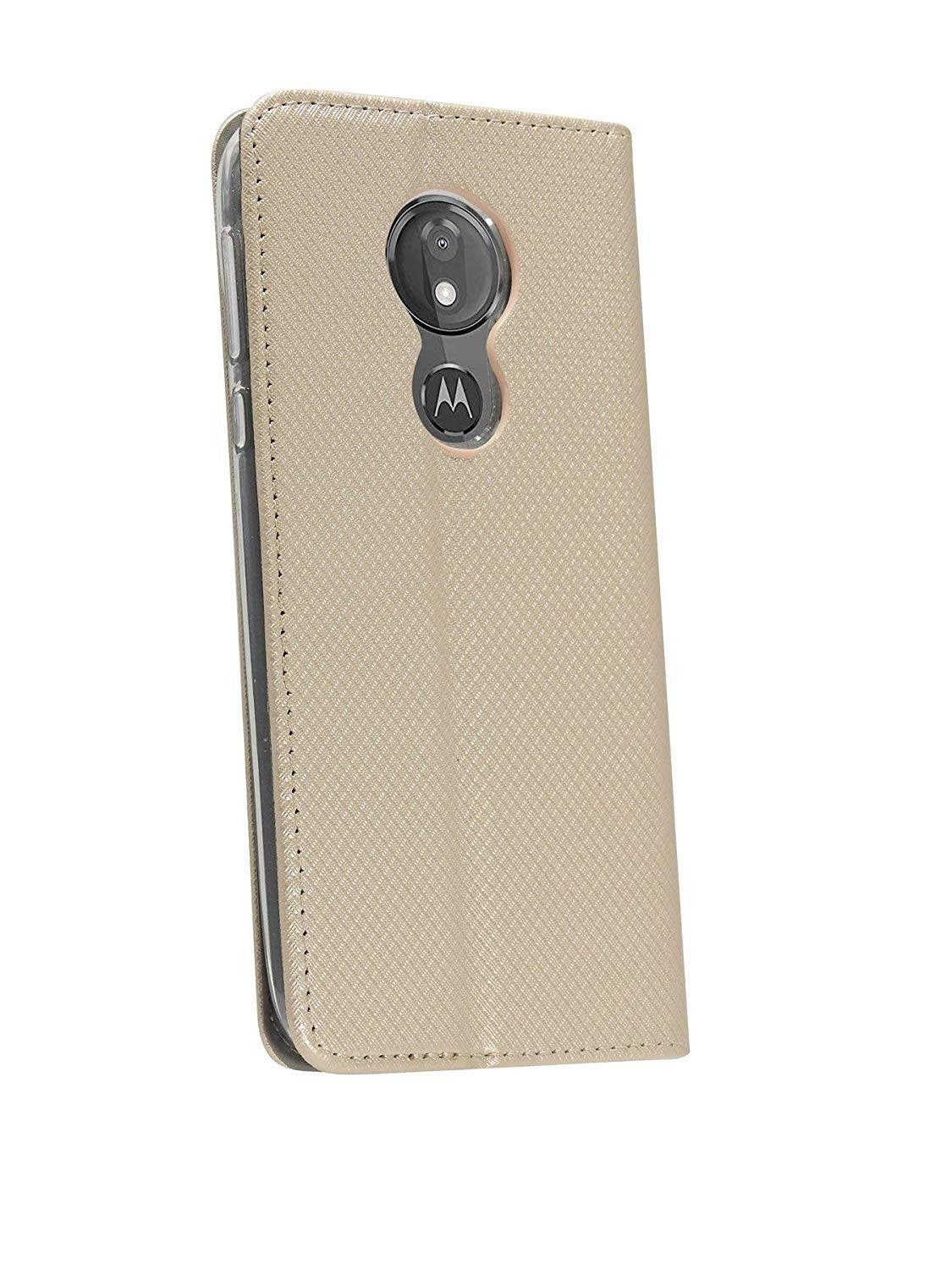 Elegante Buch-Tasche Hülle Smart Magnet für MOTOROLA MOTO G7 PLAY Leder Optik Wallet Book-Style Cover Gold