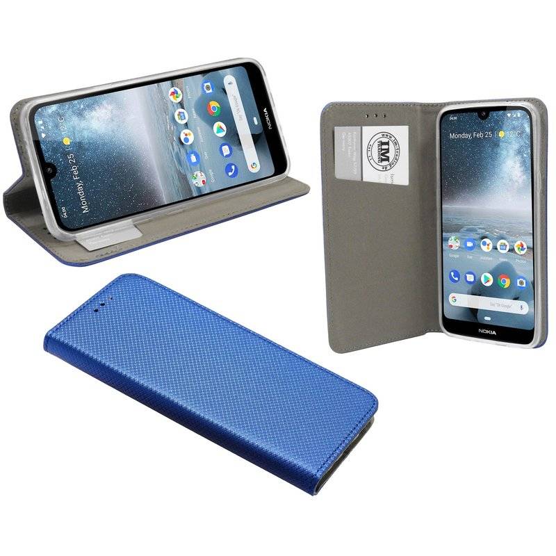 Buch Tasche "Smart" für NOKIA 4.2 Handy Hülle Etui Brieftasche Schutzhülle mit Standfunktion, Kartenfach Blau
