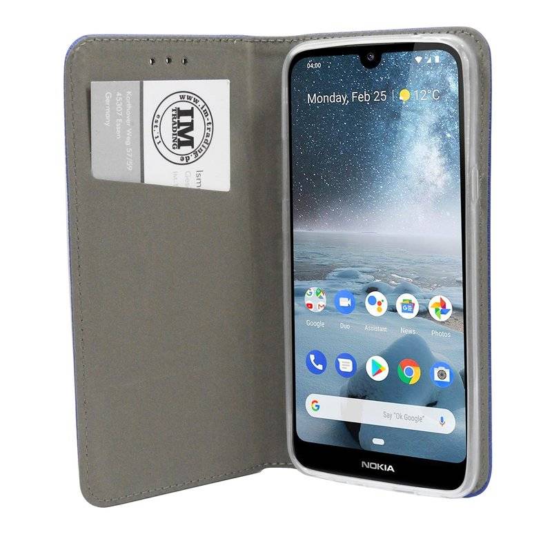 Buch Tasche "Smart" für NOKIA 4.2 Handy Hülle Etui Brieftasche Schutzhülle mit Standfunktion, Kartenfach Blau