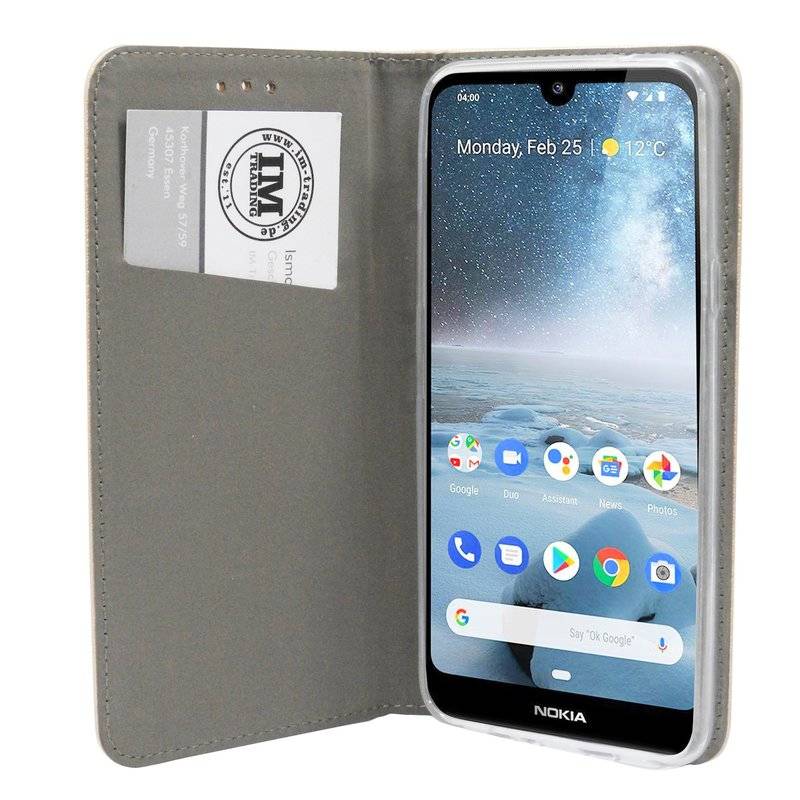 Buch Tasche "Smart" für NOKIA 4.2 Handy Hülle Etui Brieftasche Schutzhülle mit Standfunktion, Kartenfach Gold