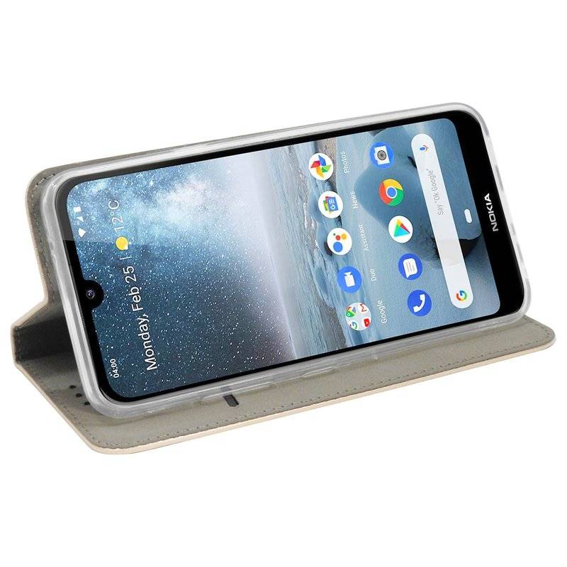 Buch Tasche "Smart" für NOKIA 4.2 Handy Hülle Etui Brieftasche Schutzhülle mit Standfunktion, Kartenfach Gold