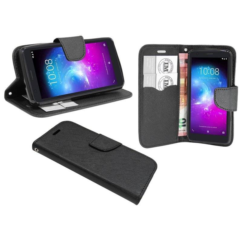 Buch Tasche "Fancy" für ZTE BLADE L8 Handy Hülle Etui Brieftasche Schutzhülle mit Standfunktion Schwarz