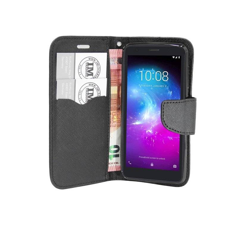 Buch Tasche "Fancy" für ZTE BLADE L8 Handy Hülle Etui Brieftasche Schutzhülle mit Standfunktion Schwarz