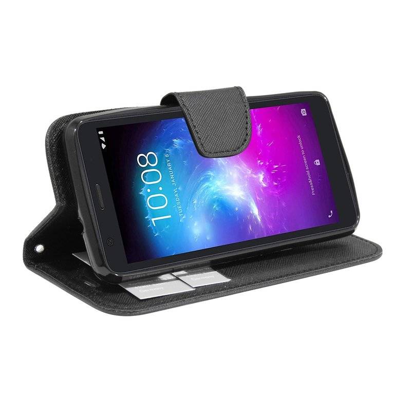 Buch Tasche "Fancy" für ZTE BLADE L8 Handy Hülle Etui Brieftasche Schutzhülle mit Standfunktion Schwarz