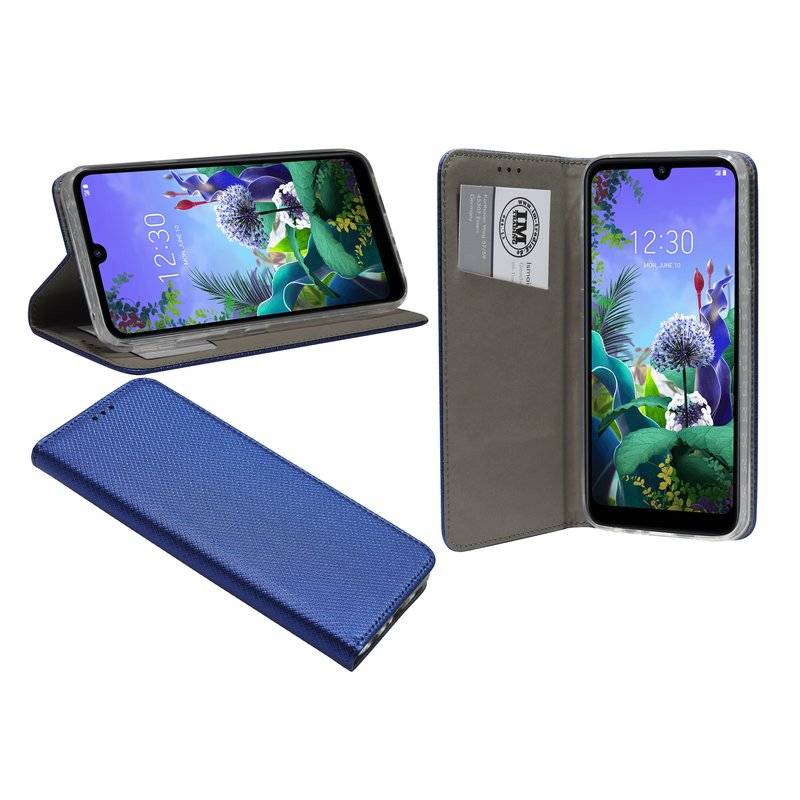 Buch Tasche "Smart" für LG Q60 Handy Hülle Etui Brieftasche Schutzhülle mit Standfunktion, Kartenfach Blau