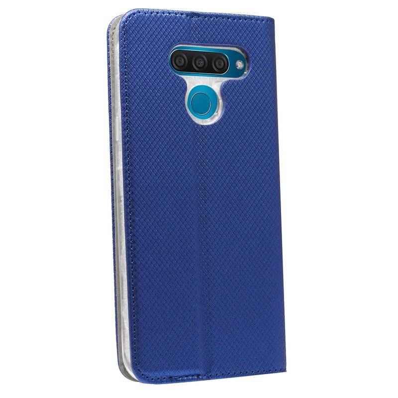 Buch Tasche "Smart" für LG Q60 Handy Hülle Etui Brieftasche Schutzhülle mit Standfunktion, Kartenfach Blau