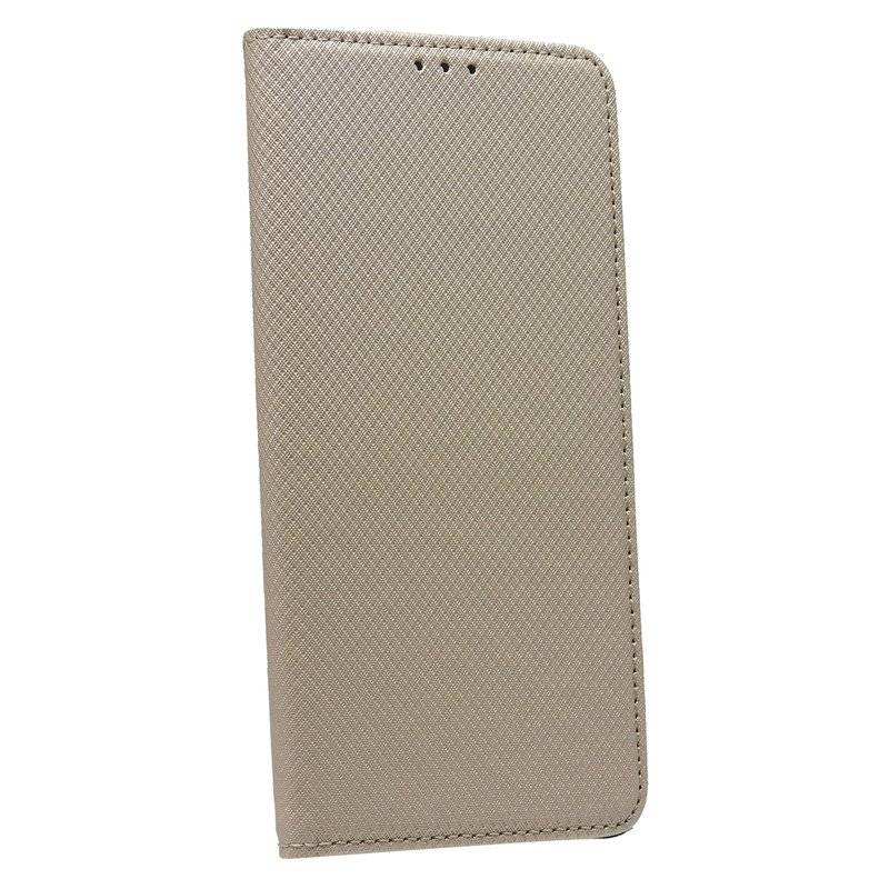 Buch Tasche "Smart" für LG Q60 Handy Hülle Etui Brieftasche Schutzhülle mit Standfunktion, Kartenfach Gold
