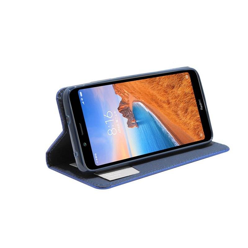 Buch Tasche "Smart" für XIAOMI REDMI 7A Handy Hülle Etui Brieftasche Schutzhülle mit Standfunktion Blau