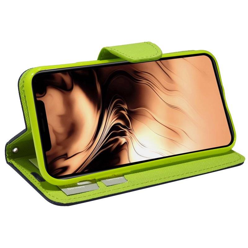 Buch Tasche Fancy für iPhone 11 Pro Max Handy Hülle Etui Brieftasche Schutzhülle mit Standfunktion Blau Grün
