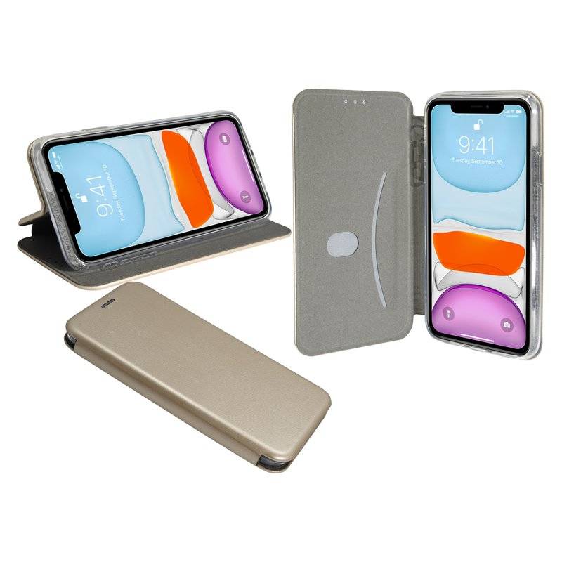 Buch Tasche "Elegance" für iPhone 11 Handy Hülle Etui Brieftasche Schutzhülle mit Standfunktion, Kartenfach Gold