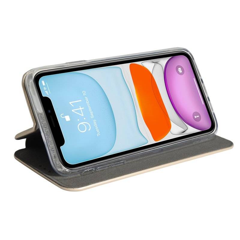Buch Tasche "Elegance" für iPhone 11 Handy Hülle Etui Brieftasche Schutzhülle mit Standfunktion, Kartenfach Gold