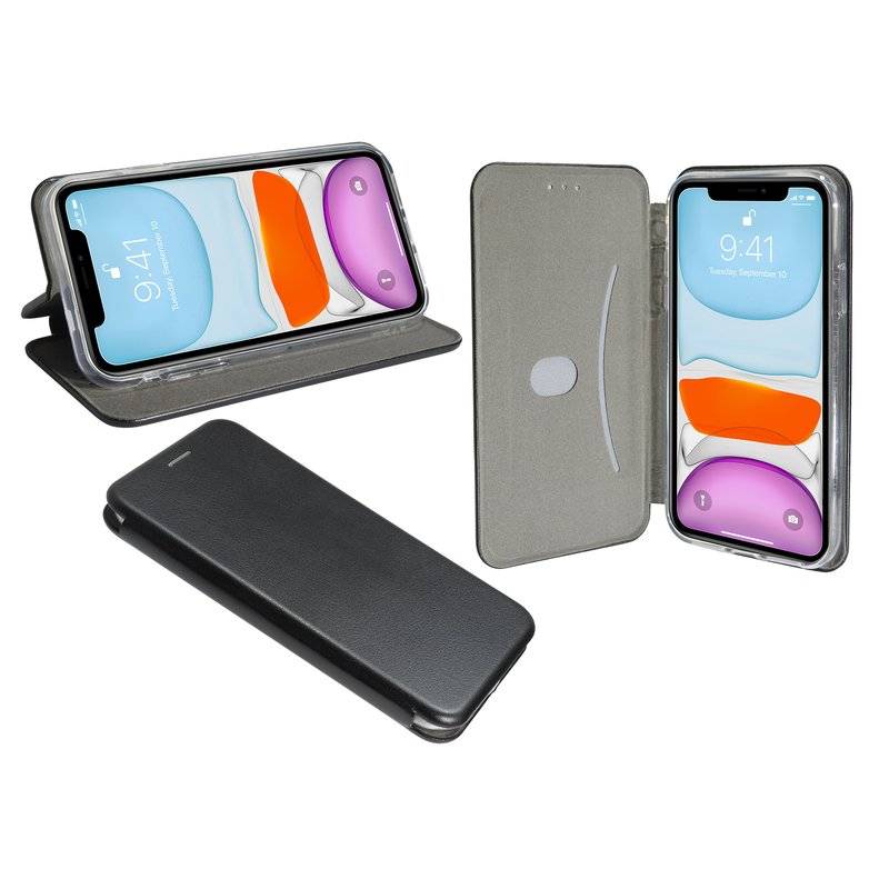 Buch Tasche "Elegance" für iPhone 11 Handy Hülle Etui Brieftasche Schutzhülle mit Standfunktion, Kartenfach Schwarz