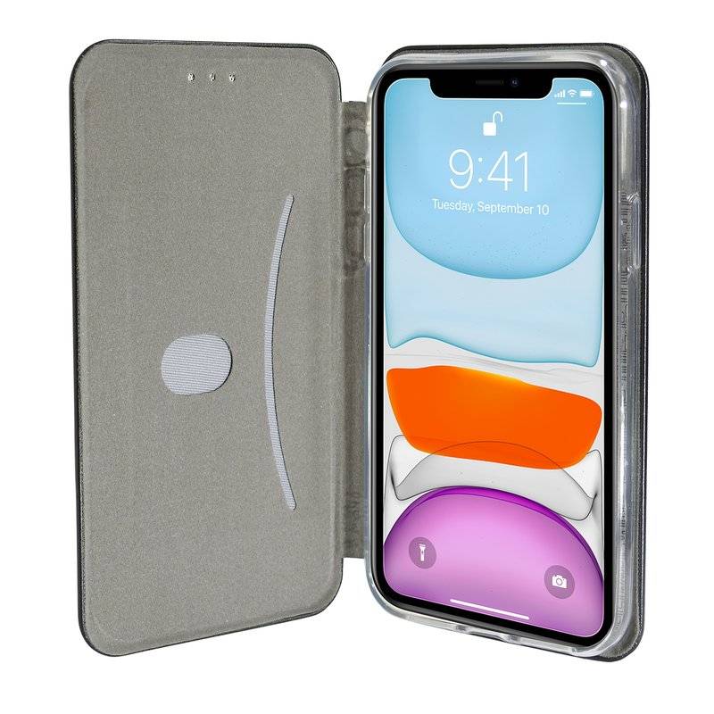 Buch Tasche "Elegance" für iPhone 11 Handy Hülle Etui Brieftasche Schutzhülle mit Standfunktion, Kartenfach Schwarz